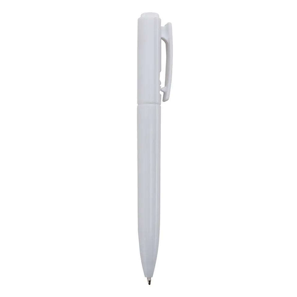 Caneta plástica personalizada com tinta preta na cor branco