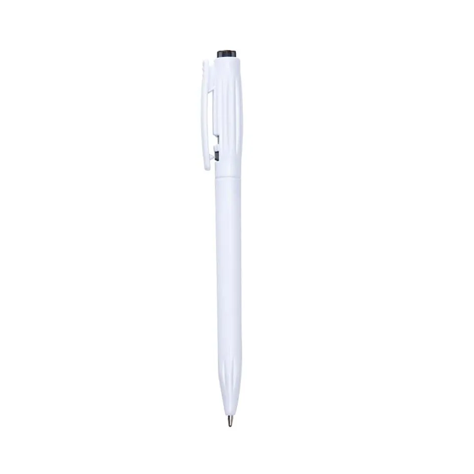 Caneta plástica personalizada com tinta preta na cor branco