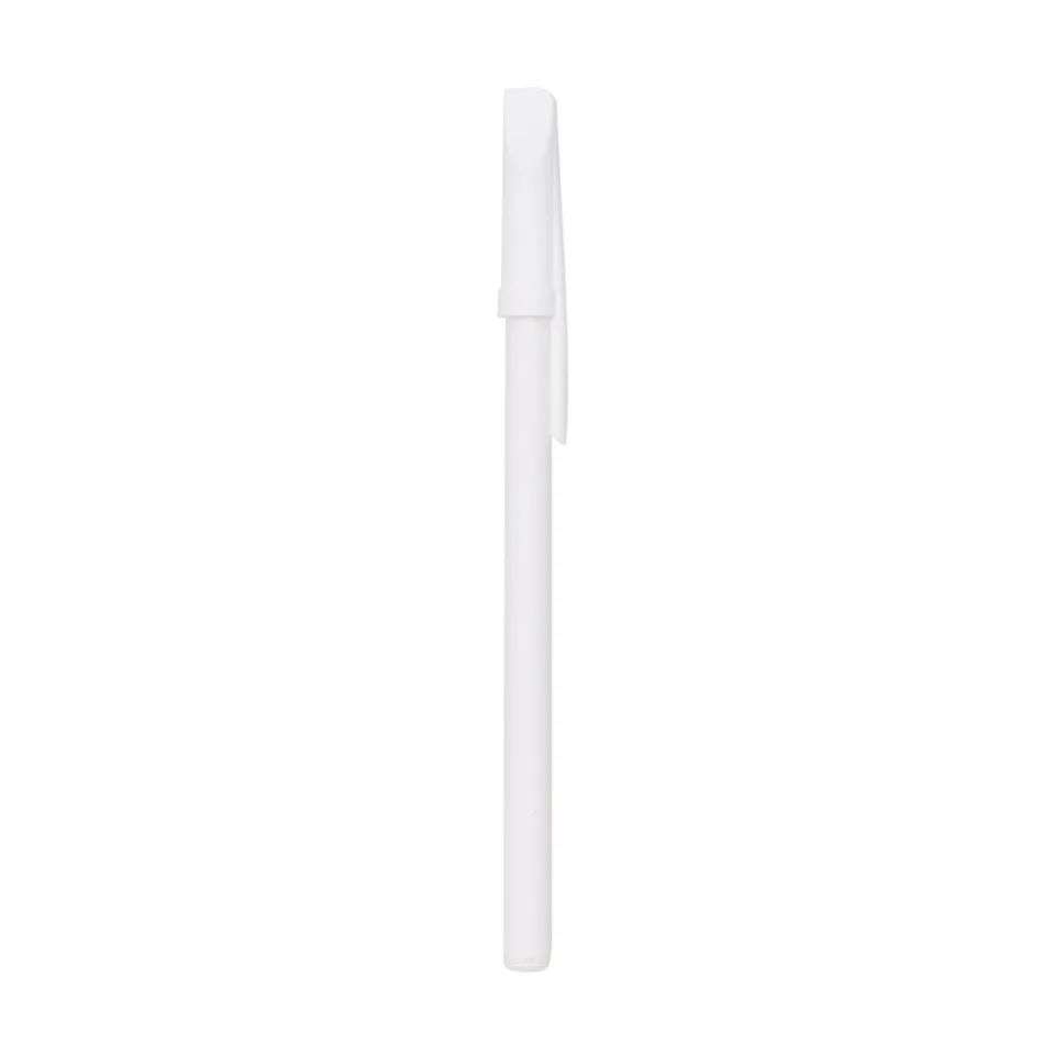 Caneta plástica personalizada com tampa na cor branco
