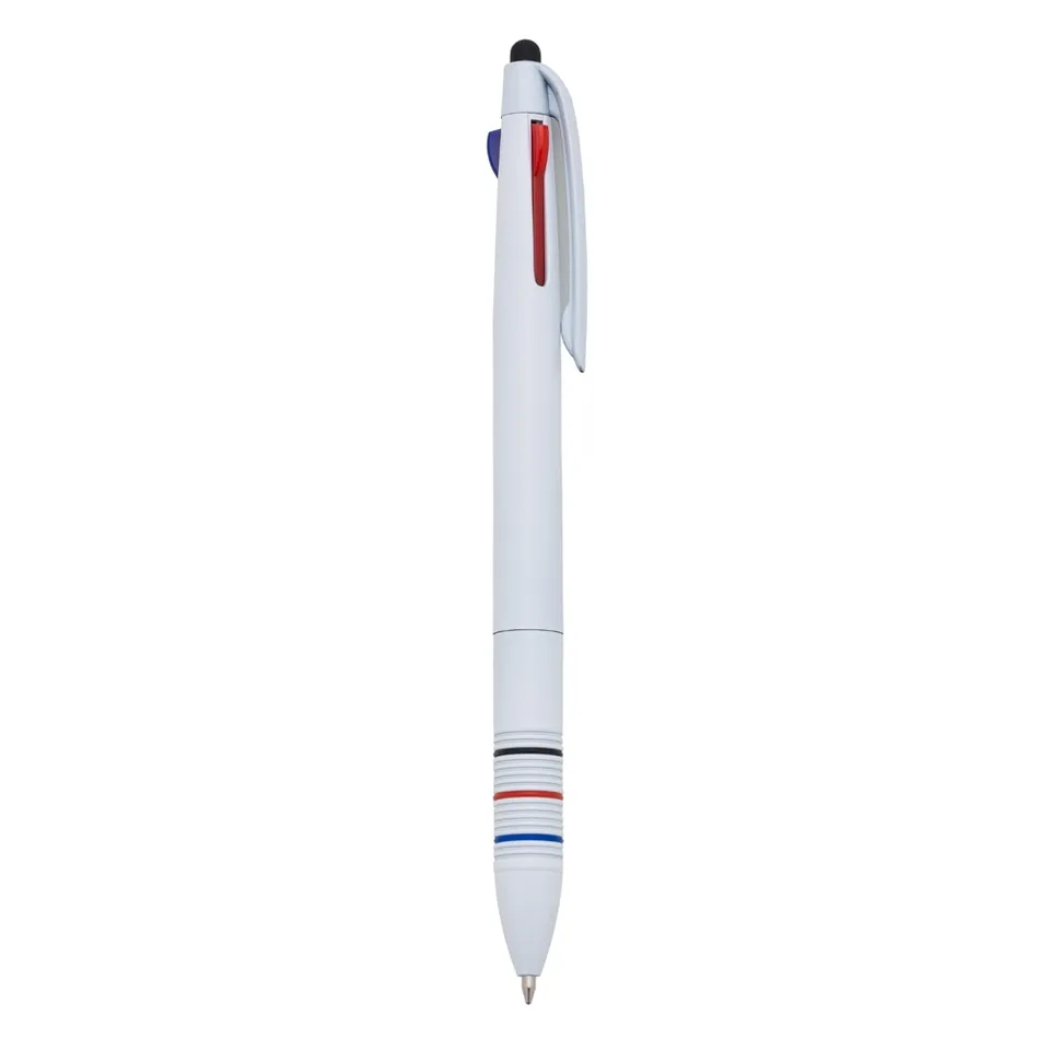 Caneta plástica touch personalizada na cor branco