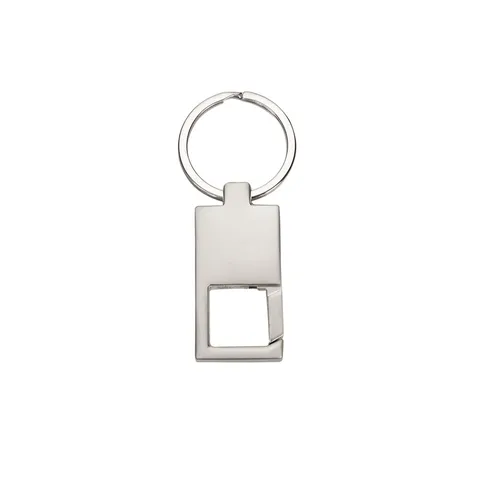 Chaveiro de metal personalizado retangular brilhante com mosquetão