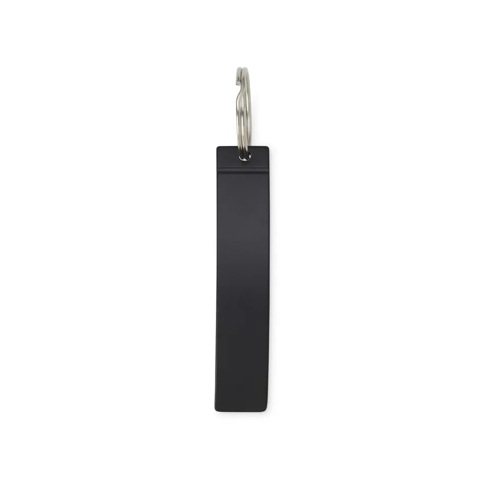 Chaveiro abridor de garrafa de metal personalizado fosco na cor preto