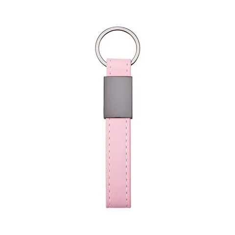 Chaveiro de metal personalizado com couro sintético 12,6 × 3,2 cm rosa