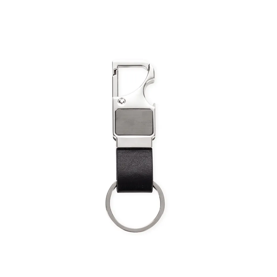 Chaveiro de metal personalizado com mosquetão e abridor de garrafa 10,1 × 3,2 cm na cor prata