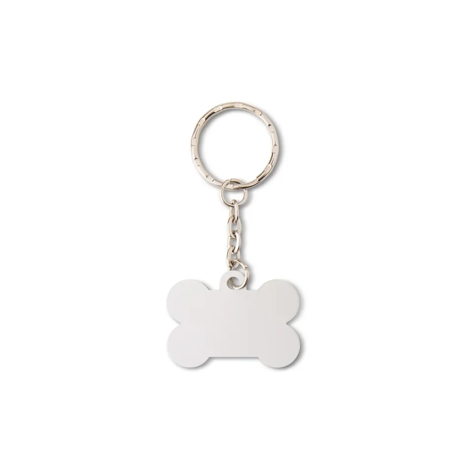 Chaveiro de metal personalizado formato de osso fosco na cor prata