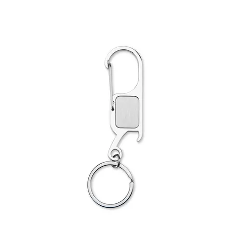 Chaveiro de metal personalizado com mosquetão e abridor de garrafa 10,5 × 3,2 cm