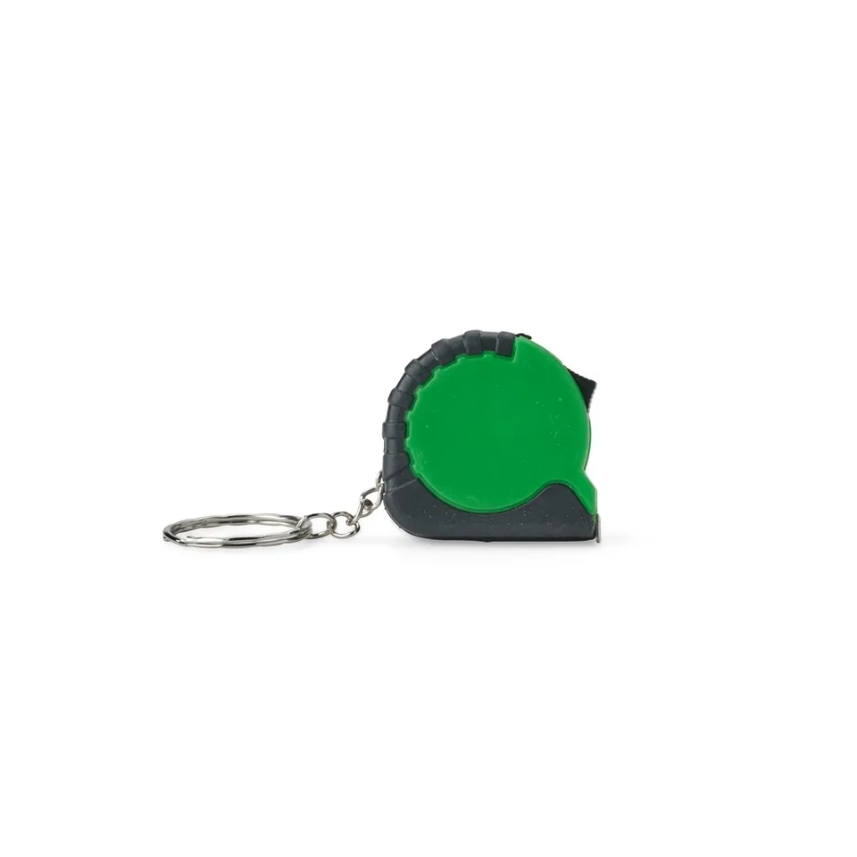 Chaveiro trena 1m de plástico personalizado 8,7 × 3,8 cm na cor verde