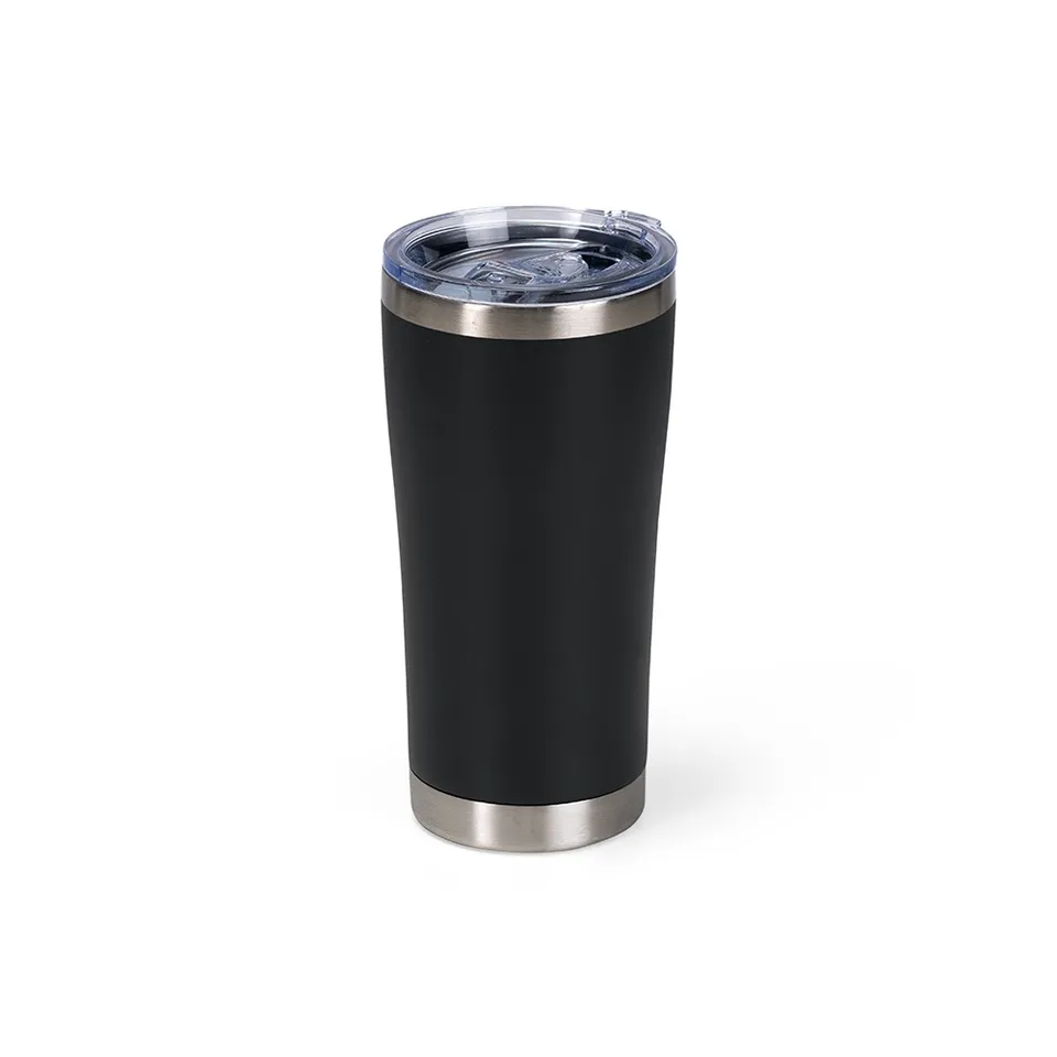 Copo térmico personalizado 550 ml de parede dupla com bico na cor preto