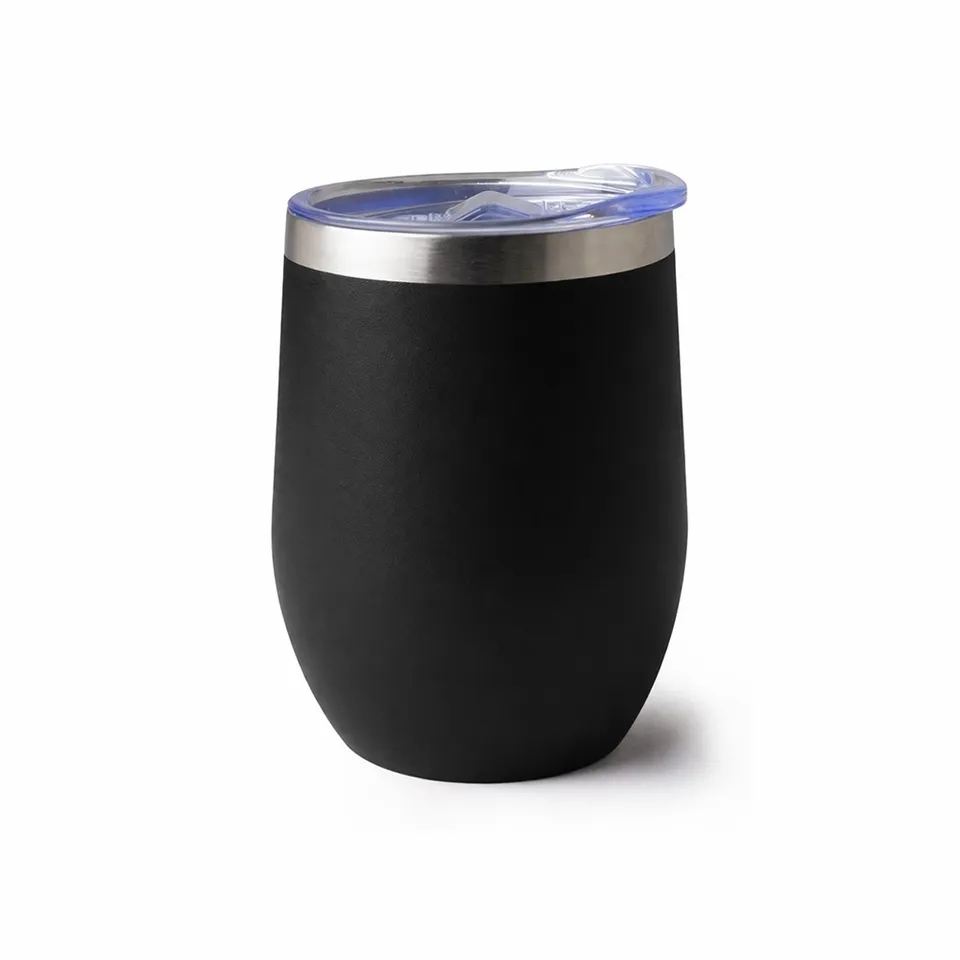 Copo térmico de inox personalizado 320 ml de parede dupla com bico na cor preto