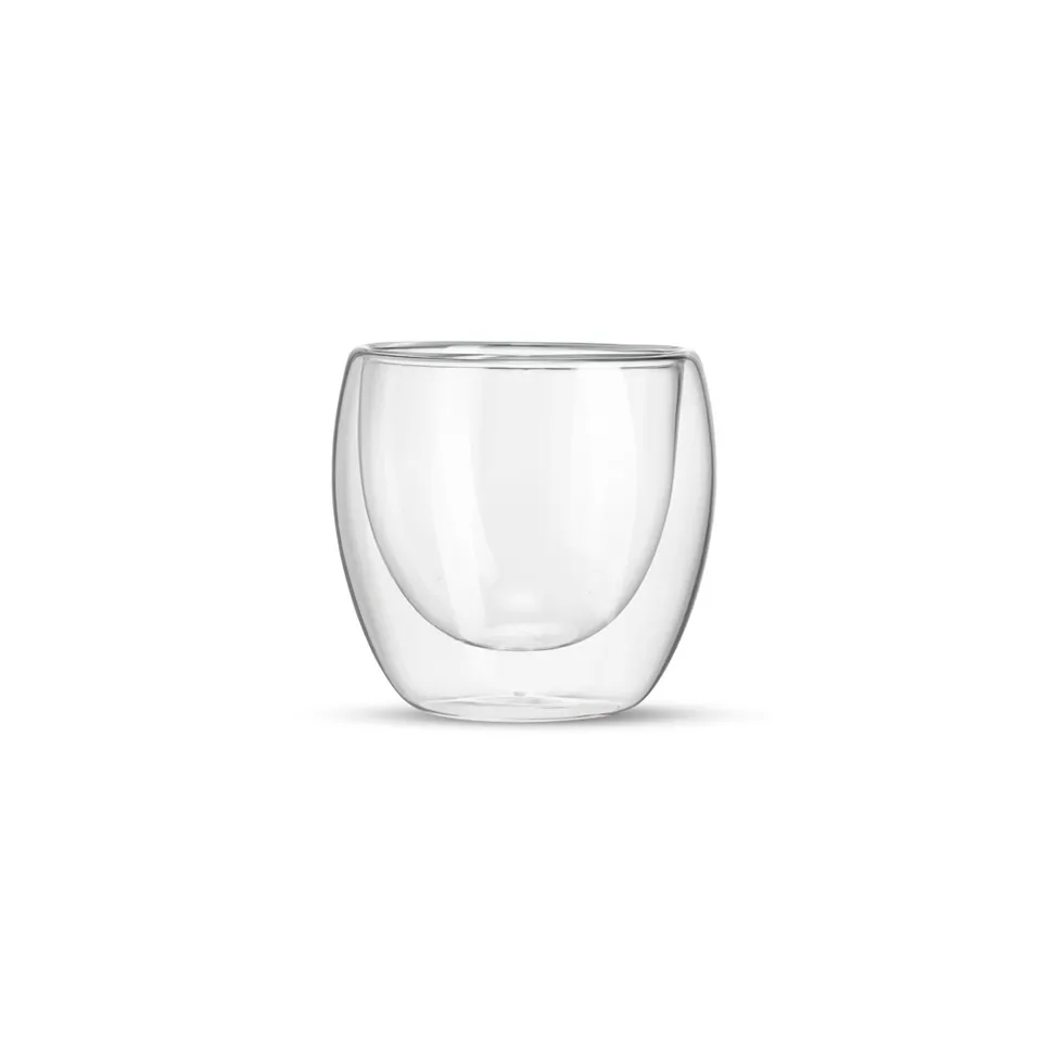 Copo de vidro parede dupla personalizado 160 ml na cor transparente