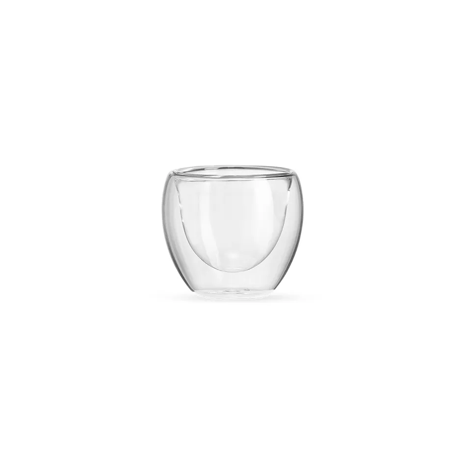 Copo de vidro parede dupla personalizado 80 ml na cor transparente