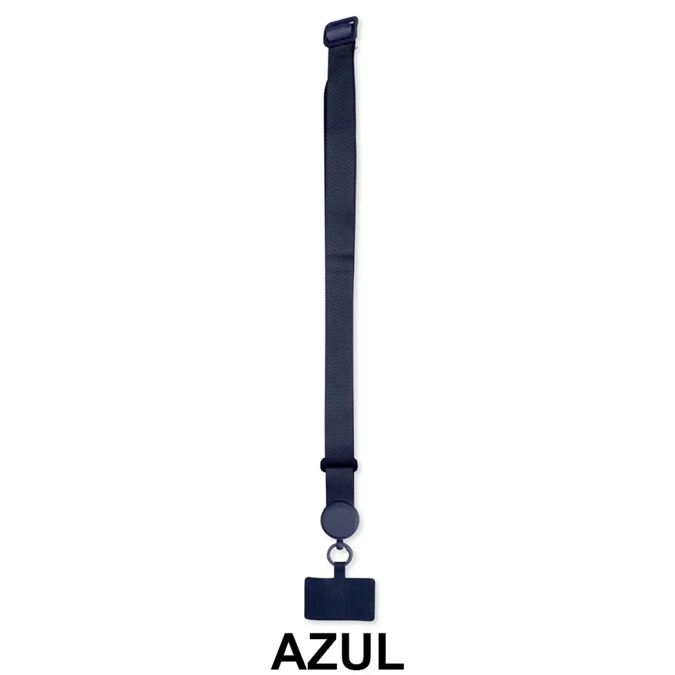 Cordão para celular de poliéster personalizado na cor azul