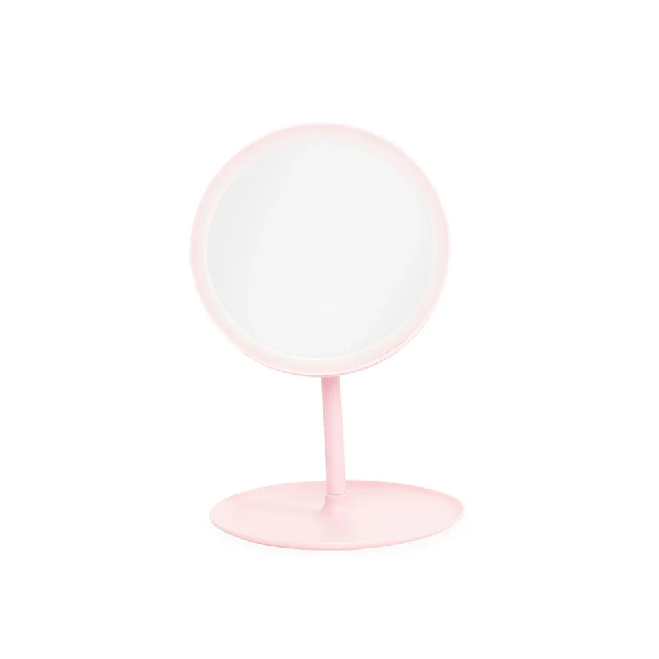 Espelho de mesa plástico com LED na cor rosa