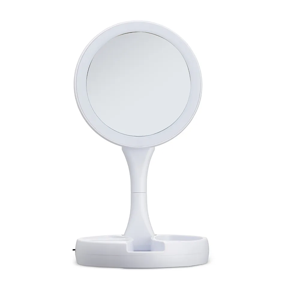 Espelho dobrável com LED na cor branco