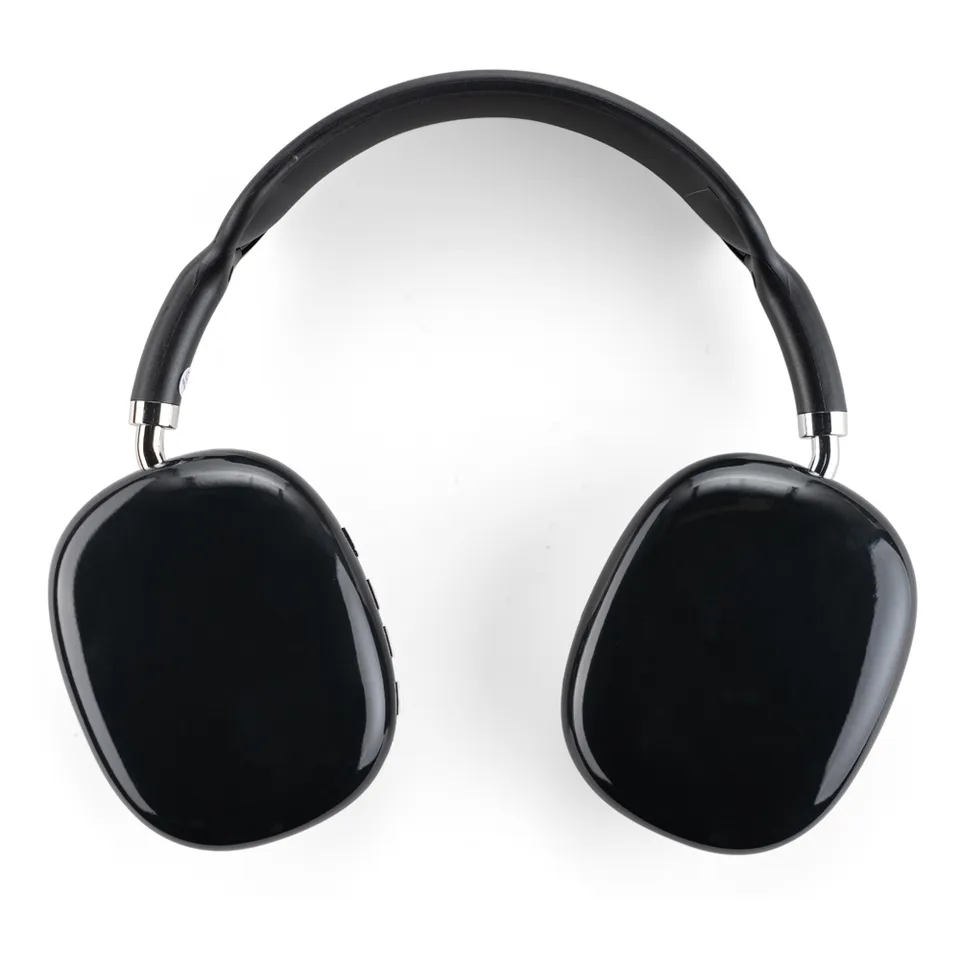 Fone de ouvido bluetooth personalizado com rádio FM 20,3 × 17,6 cm na cor preto