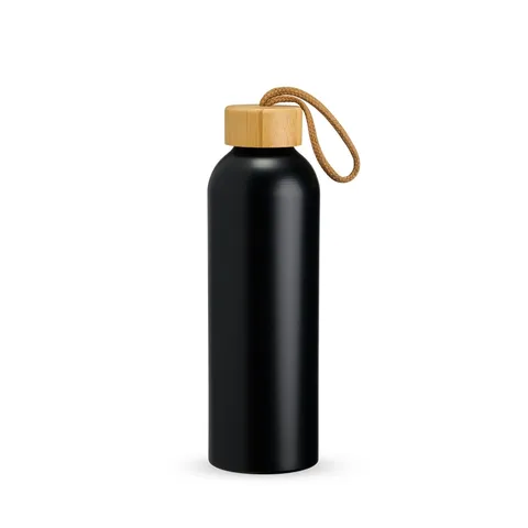 Garrafa de alumínio personalizada 800 ml com tampa de bambu e alça