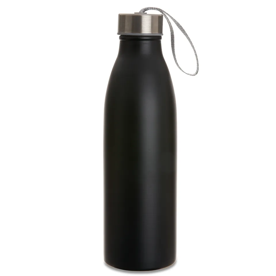 Garrafa de inox personalizada 750 ml com alça na cor preto