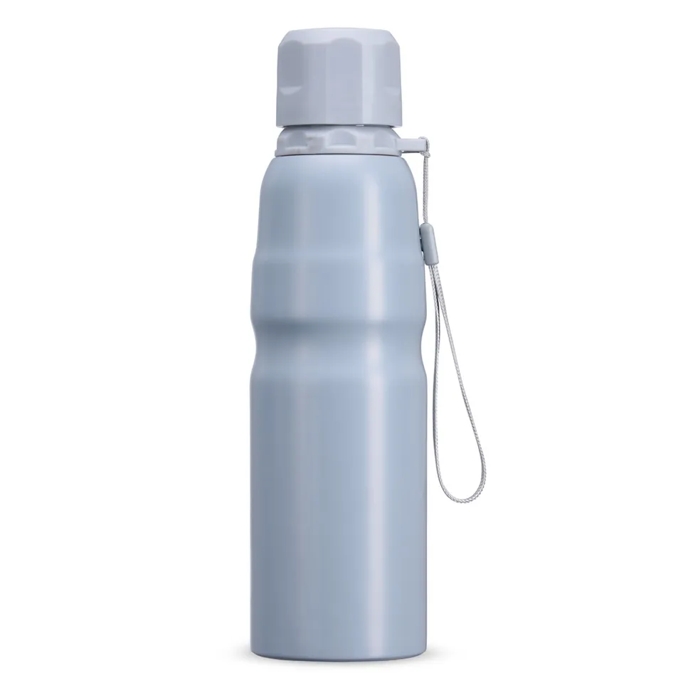 Garrafa de inox personalizada 800 ml com cordão na cor cinza