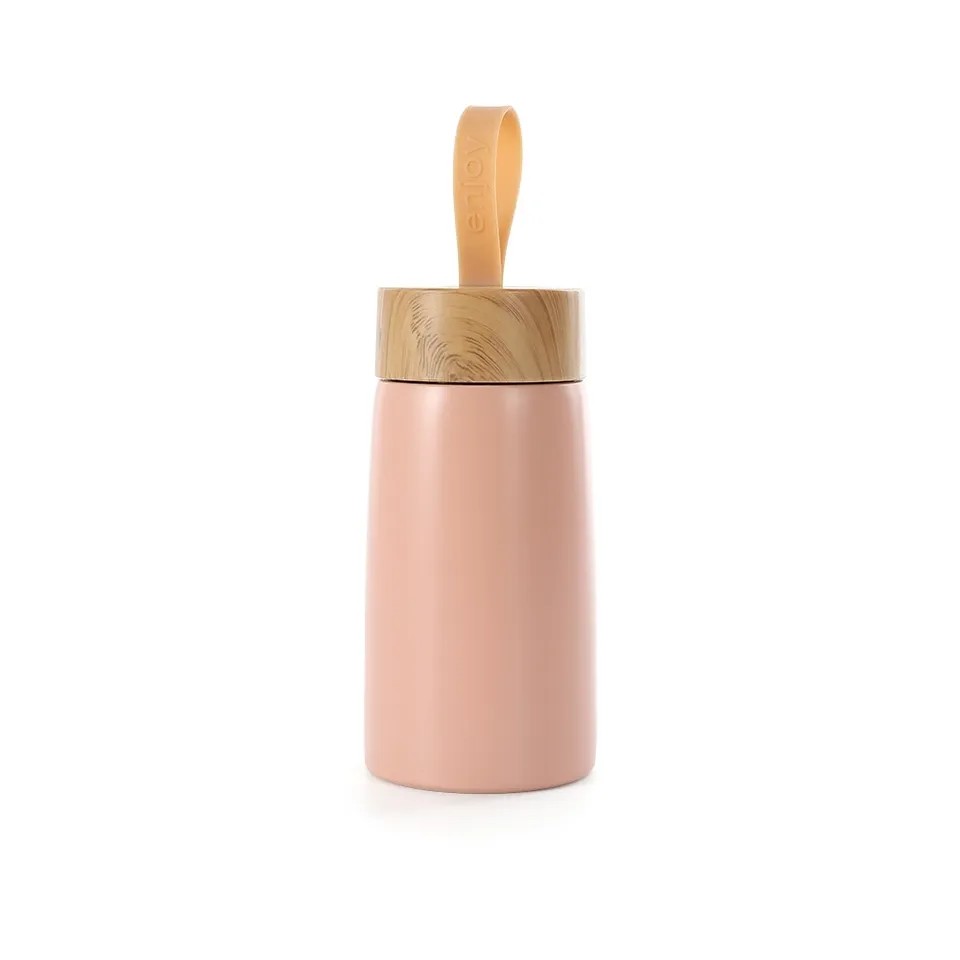 Garrafa de inox parede dupla personalizada 250 ml na cor rosa