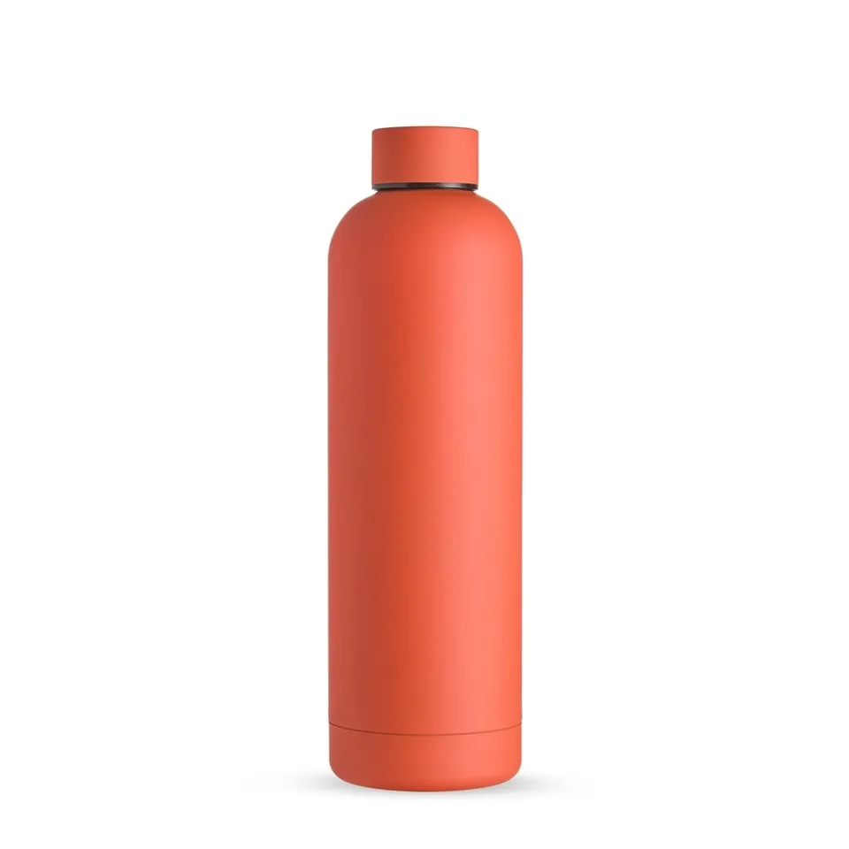 Garrafa de inox parede dupla personalizada 750 ml na cor laranja