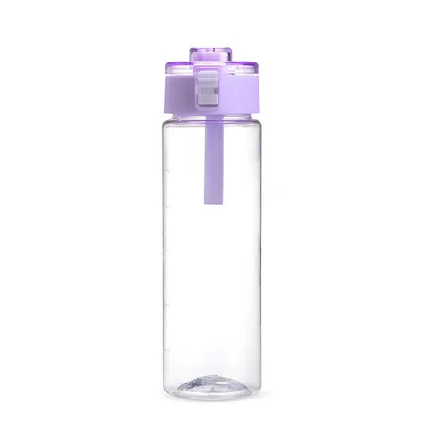 Garrafa plástica personalizada 750 ml com marcação de volume e bico roxo