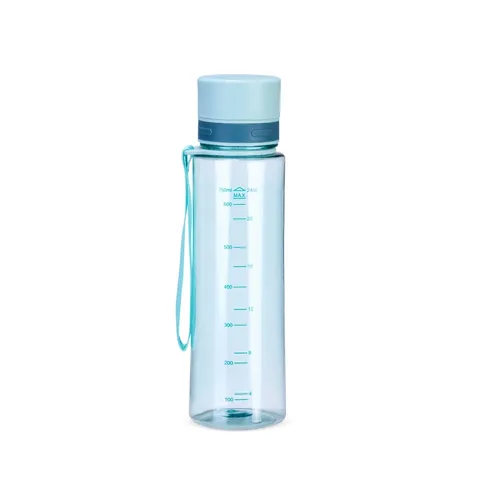Garrafa plástica personalizada 780 ml com marcação de volume e bico verde