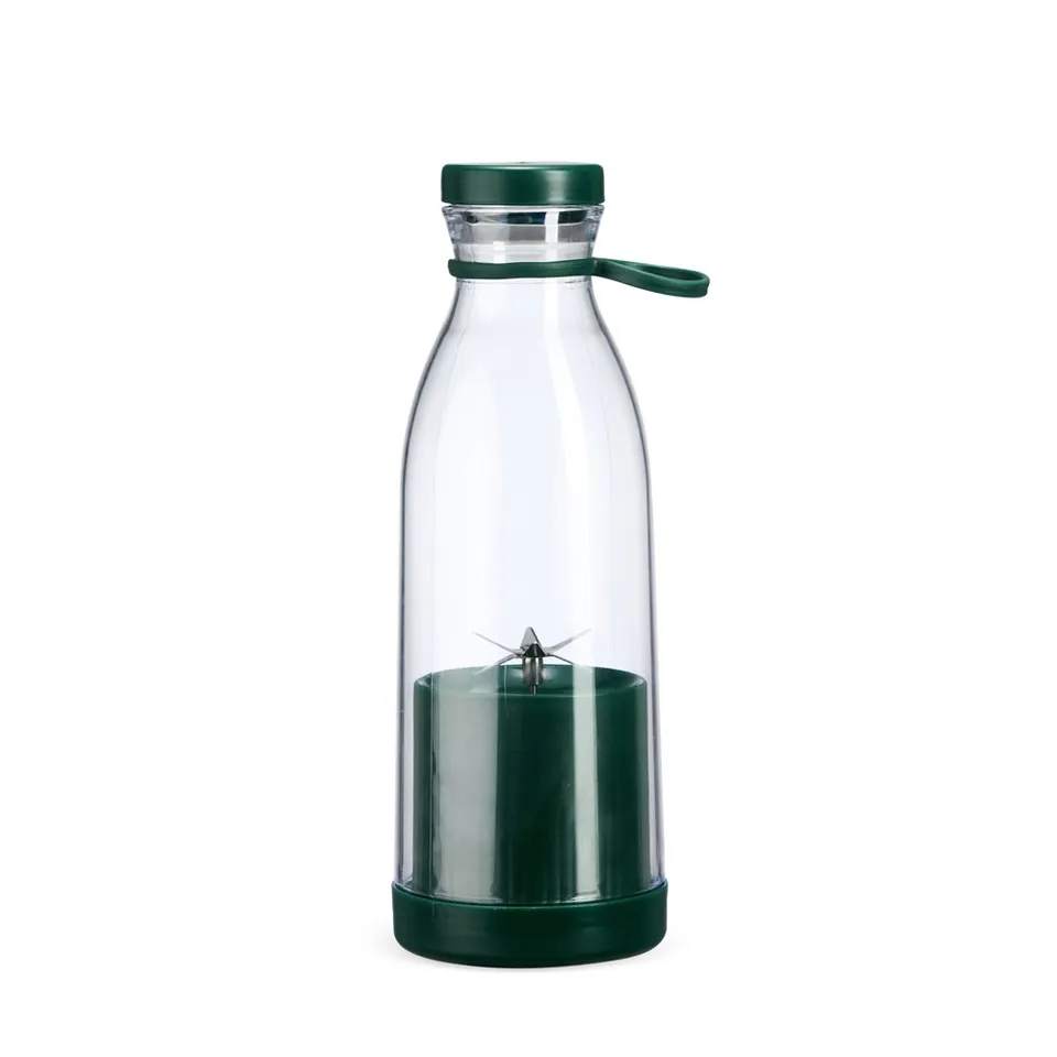 Garrafa plástica com misturador personalizada 380 ml na cor verde