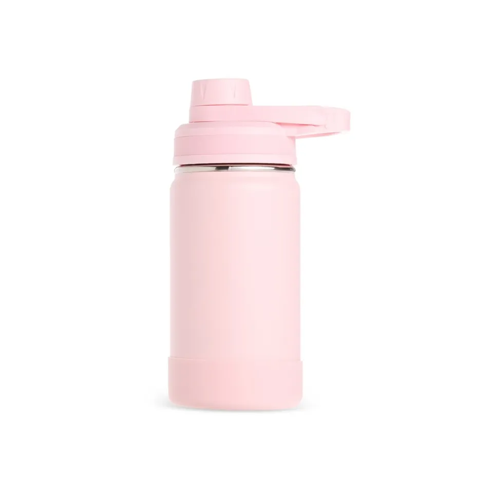 Garrafa térmica personalizada 350 ml com bico e alça na cor rosa