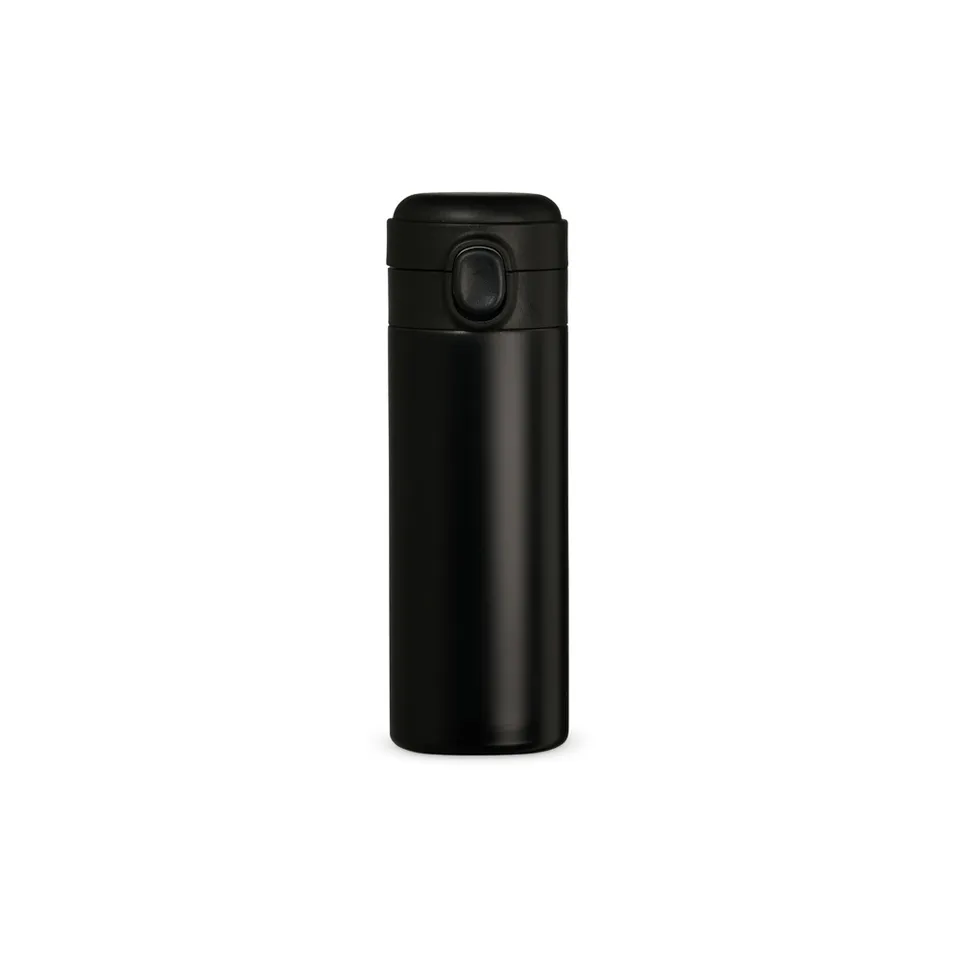 Garrafa térmica personalizada 400 ml de parede dupla na cor preto