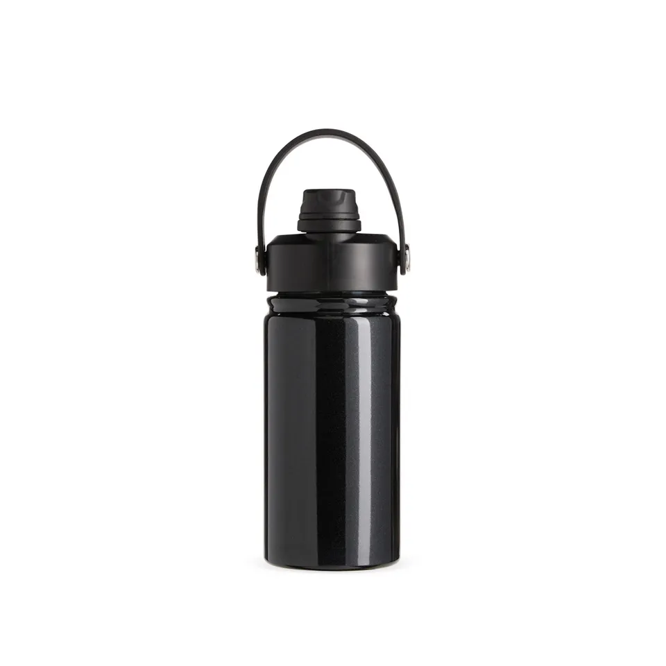 Garrafa térmica personalizada 400 ml com canudo e bico na cor preto