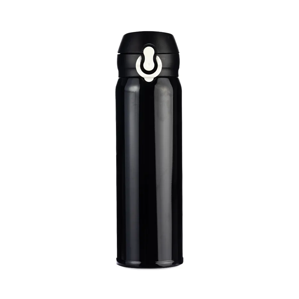 Garrafa térmica personalizada 450 ml de parede dupla na cor preto