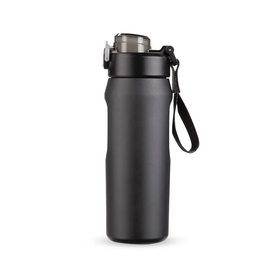 Garrafa térmica personalizada 550 ml com canudo e bico na cor preto