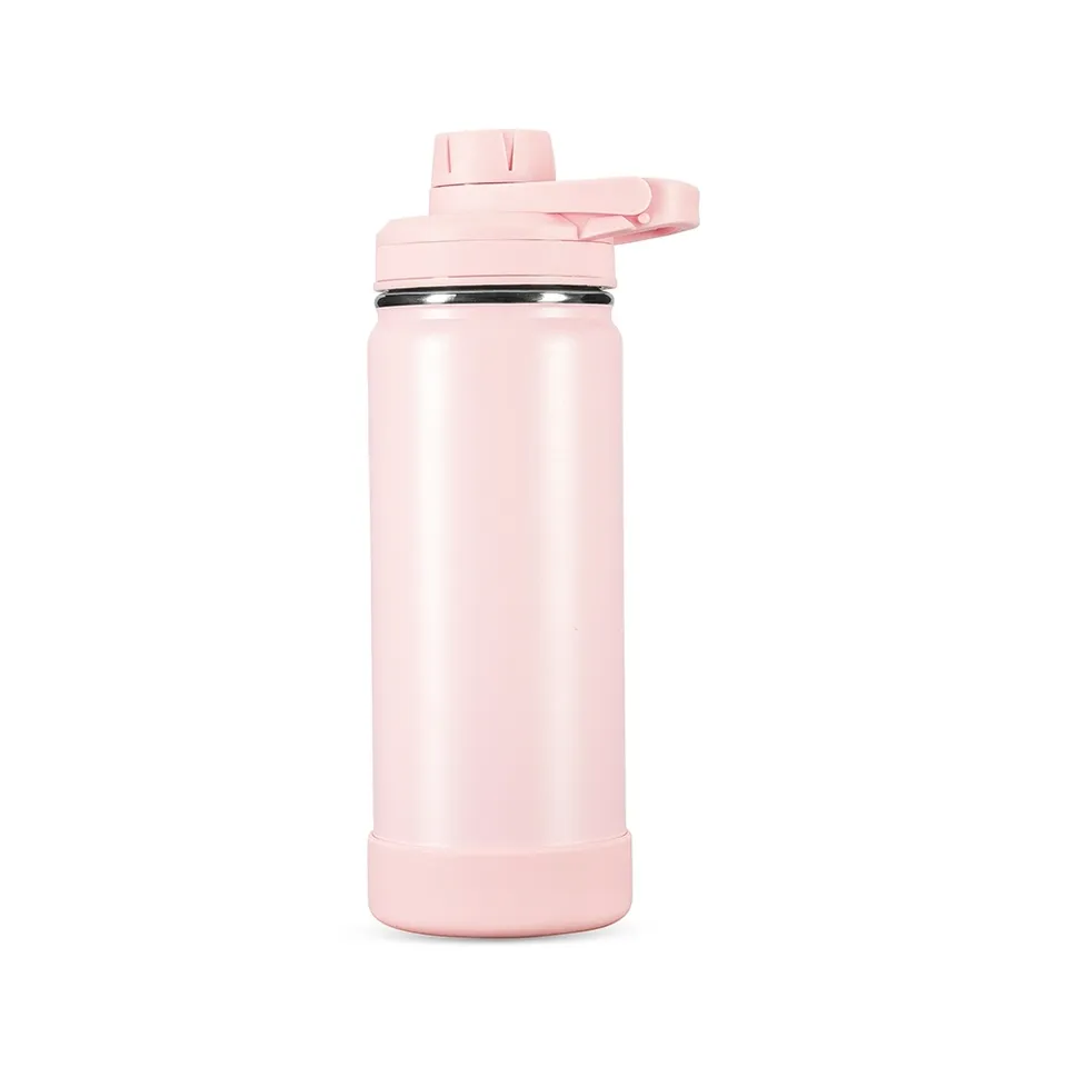 Garrafa térmica personalizada 550 ml com bico e alça na cor rosa