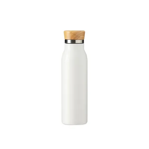 Garrafa térmica personalizada 600 ml de parede dupla com tampa de bambu