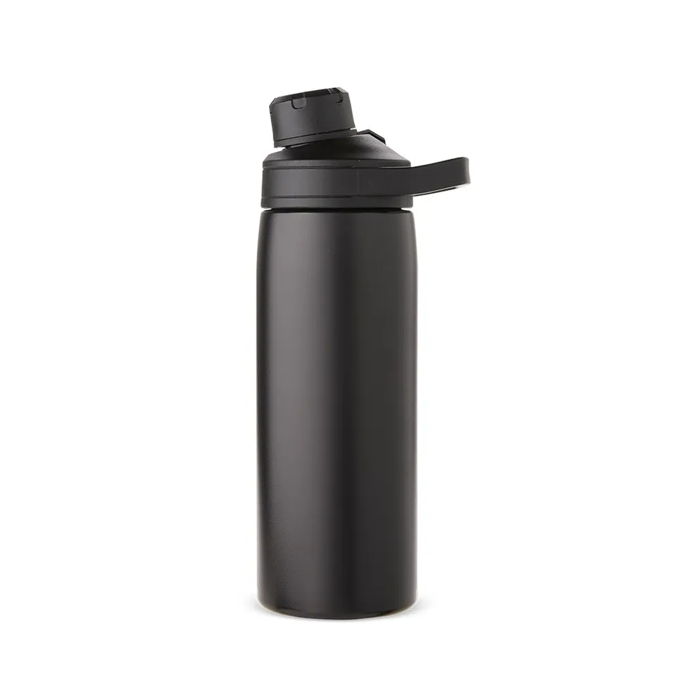 Garrafa térmica personalizada 600 ml com bico e alça na cor preto