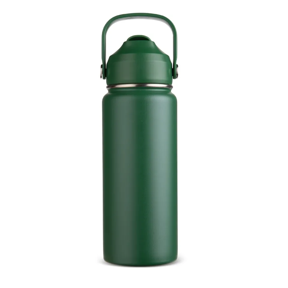 Garrafa térmica personalizada 600 ml com canudo e bico na cor verde