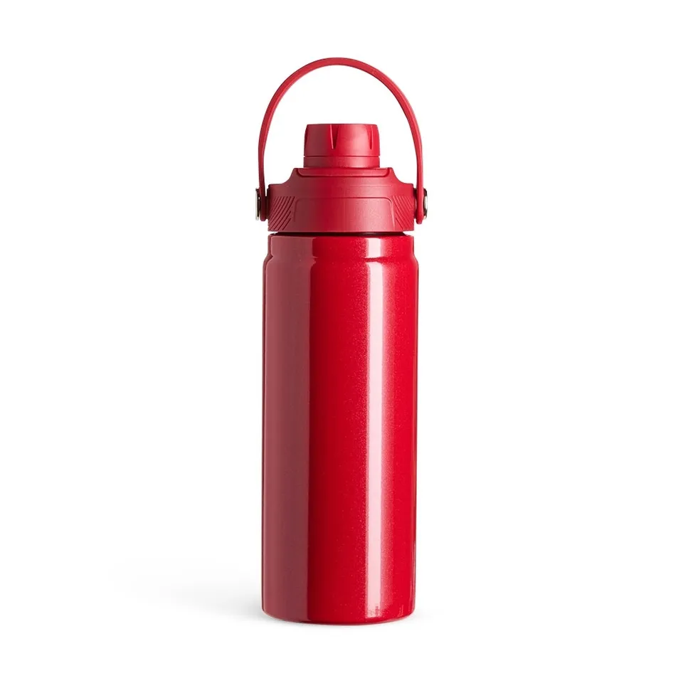 Garrafa térmica personalizada 600 ml com bico e alça na cor vermelho