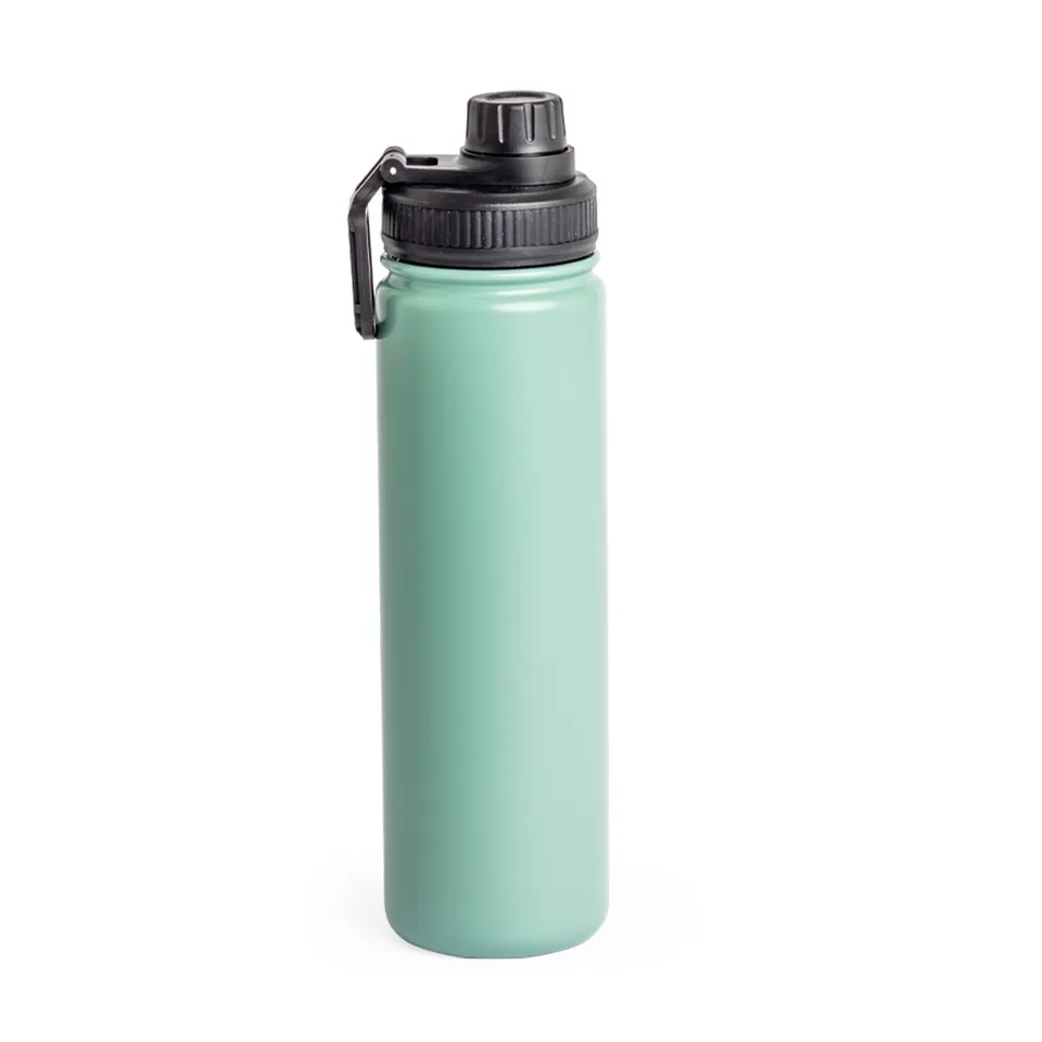 Garrafa térmica personalizada 650 ml com bico e alça na cor verde