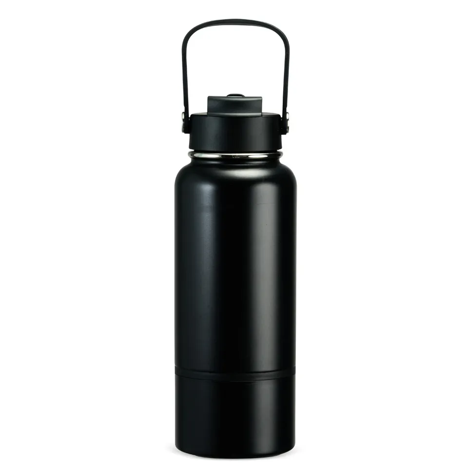 Garrafa térmica personalizada 700 ml com canudo e bico na cor preto