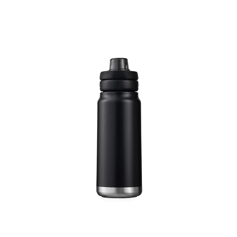 Garrafa térmica personalizada 750 ml com canudo e bico na cor preto