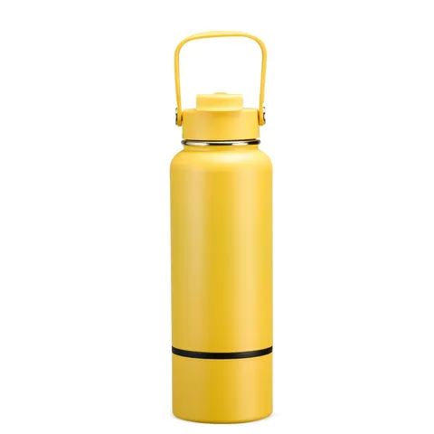 Garrafa térmica personalizada 800 ml com canudo e bico (cód. 19014) amarelo