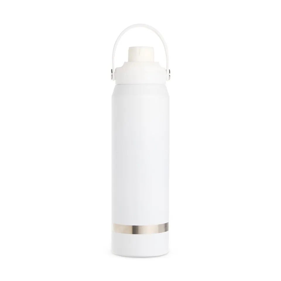 Garrafa térmica personalizada 800 ml com bico e alça na cor branco