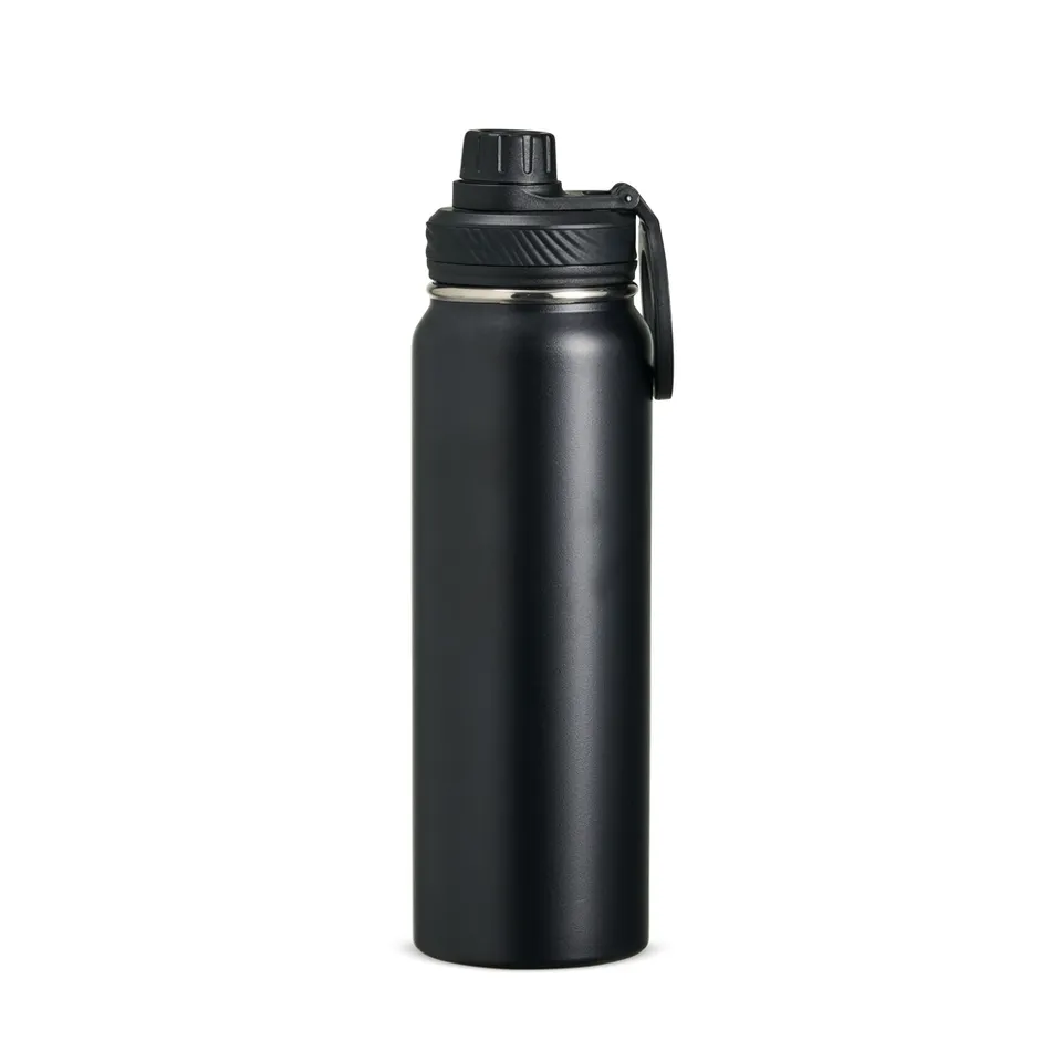 Garrafa térmica personalizada 850 ml com bico e alça na cor preto