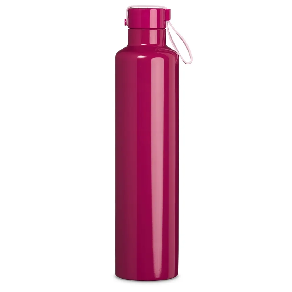 Garrafa térmica personalizada 900 ml emborrachada com alça na cor roxo