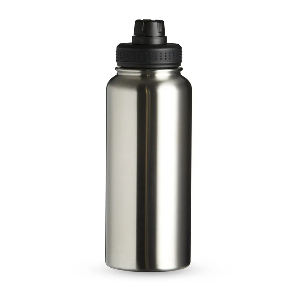 Garrafa térmica de inox personalizada 1 litro com bico e alça na cor inox