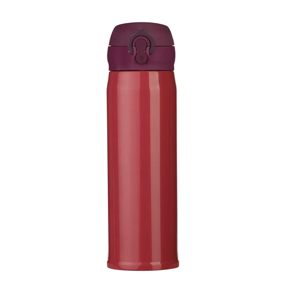 Garrafa térmica de inox personalizada 400 ml de parede dupla na cor vermelho
