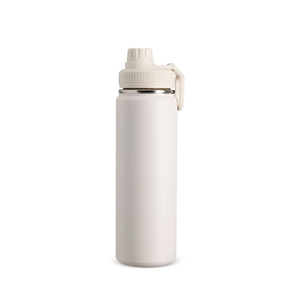 Garrafa térmica de inox personalizada 750 ml com bico e alça na cor branco
