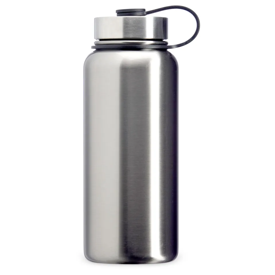 Garrafa térmica de inox personalizada 950 ml de parede dupla com alça na cor inox