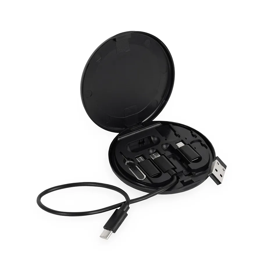 Cabo USB-C personalizado com 3 adaptadores na cor preto