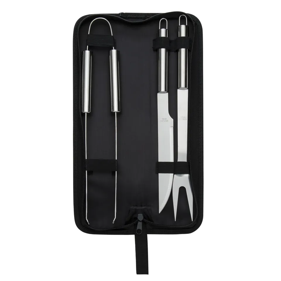 Kit churrasco 3 peças na cor preto